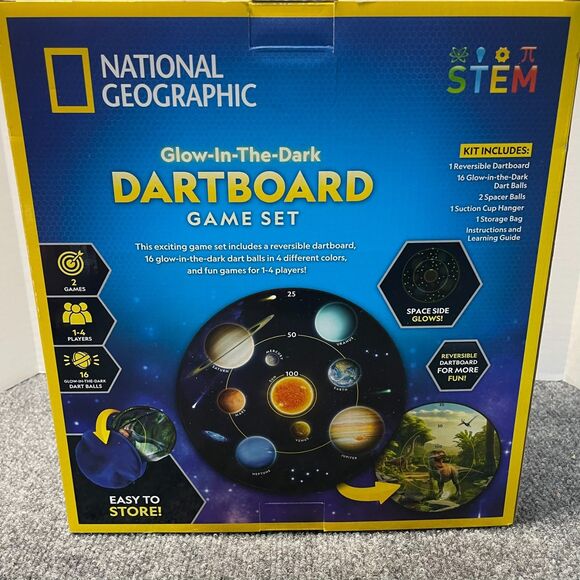 National Geographic Kids Glow in The Dark Dart Board for Kids - Dart Ball Game - Picture 1 of 5